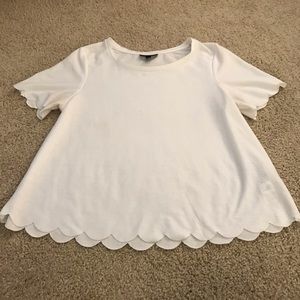 Topshop Scalloped White Tee